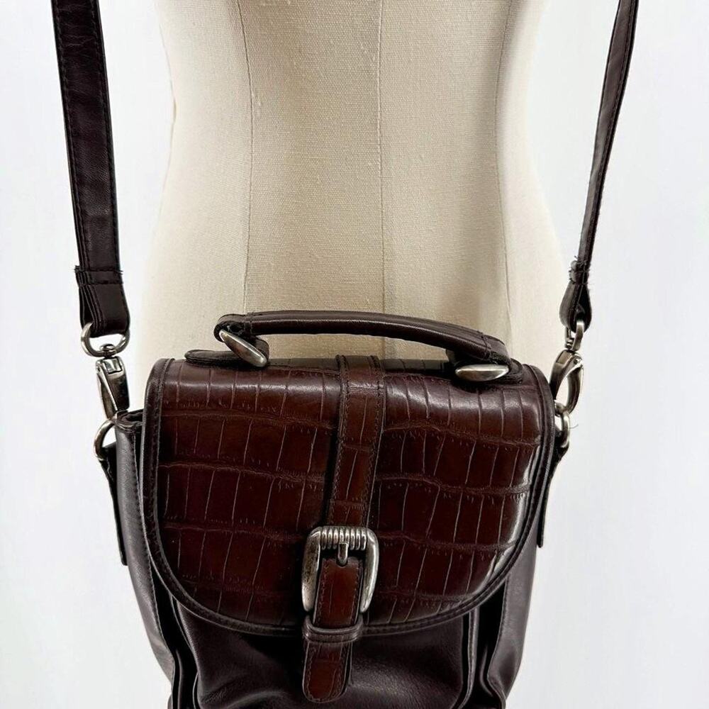 Vintage Western Croc Crossbody Saddle Bag St. John's Bay Handbag